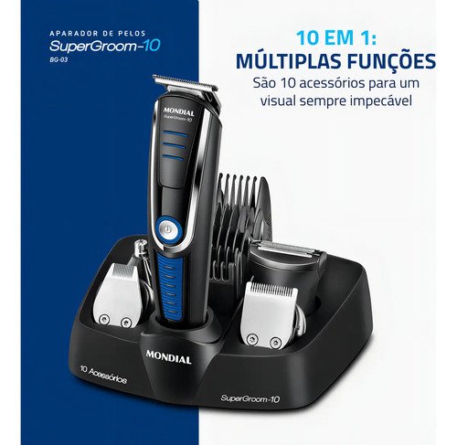 Aparador De Pelos Super Groom 10 Mondial 6W Bivolt BG-03