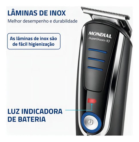Aparador De Pelos Super Groom 10 Mondial 6W Bivolt BG-03