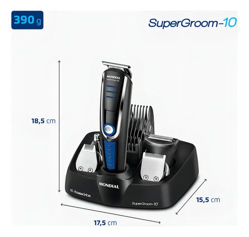 Aparador De Pelos Super Groom 10 Mondial 6W Bivolt BG-03