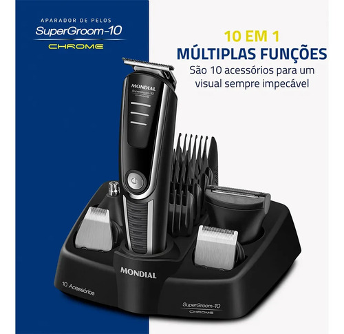 Aparador De Pelos Supergroom-10 Mondial Bivolt Bg-10