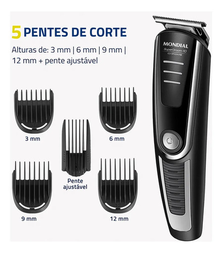 Aparador De Pelos Supergroom-10 Mondial Bivolt Bg-10
