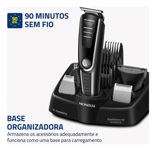 Aparador De Pelos Supergroom-10 Mondial Bivolt Bg-10