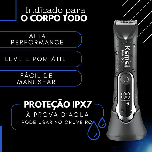 Aparador Pelos Corpo Barbeador Unissex Prova D'agua Sem Fio Cor Preto
