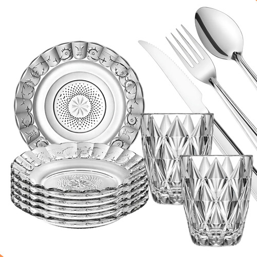 Aparelho de jantar 30 pecas pratos copos talheres inox