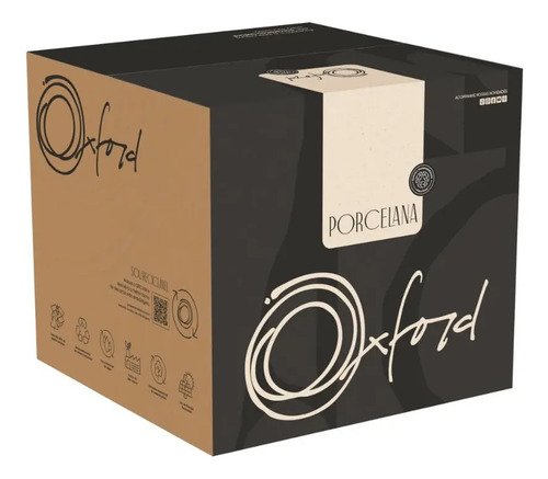 Aparelho de Jantar e Chá Ryo Maresia 20 Peças Branco e Marrom Oxford