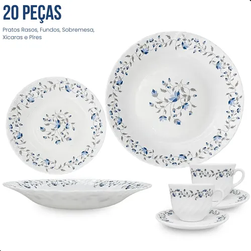 Aparelho De Jantar Vidro Opaline 20 Peças Para Mesa Posta
