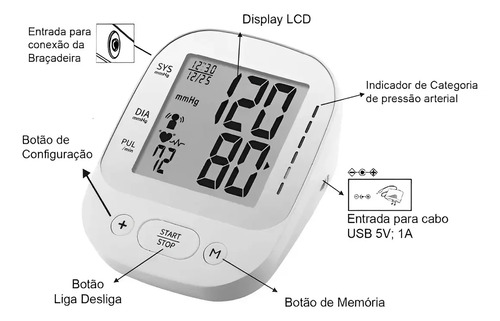 Aparelho de pressão Digital de braço G-Tech LA800 Branco