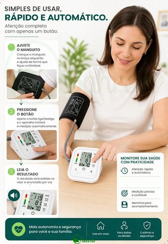 Aparelho Medidor de pressão digital doméstico para uso residencial Pressão Arterial Braço Bracadeira Pulso Manguito - Aparelho Medir pressao aferidor Ajustável P/ Adultos ou Crianças - Marca Bahrein
