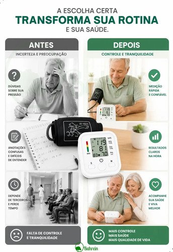 Aparelho Medidor de pressão digital doméstico para uso residencial Pressão Arterial Braço Bracadeira Pulso Manguito - Aparelho Medir pressao aferidor Ajustável P/ Adultos ou Crianças - Marca Bahrein