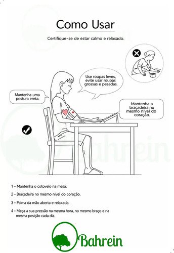 Aparelho Medidor de pressão digital doméstico para uso residencial Pressão Arterial Braço Bracadeira Pulso Manguito - Aparelho Medir pressao aferidor Ajustável P/ Adultos ou Crianças - Marca Bahrein