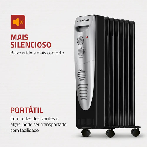 Aquecedor A Óleo Mondial A-06 Cor Preto/Cinza