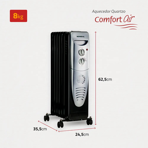 Aquecedor A Óleo Mondial A-06 Cor Preto/Cinza