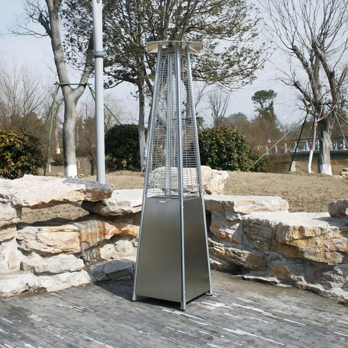 Aquecedor Externo Gás Pirâmide Inox Premium (móvel) + Capa