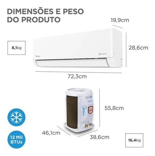 Ar-condicionado Split 12.000 Btus Ai Airvolution Frio Midea Branco