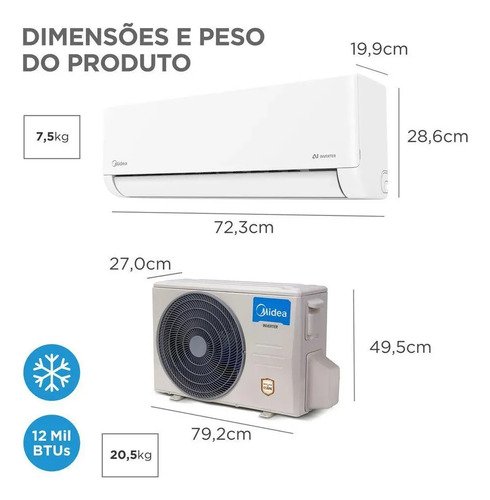 Ar Condicionado Split Inverter Midea Ai 12000 Btus Frio 127v 110v
