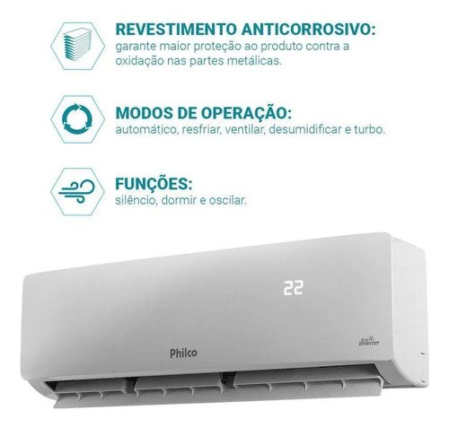 Ar Condicionado Split Inverter Philco 12000 Btus Frio 220v Branco 220v