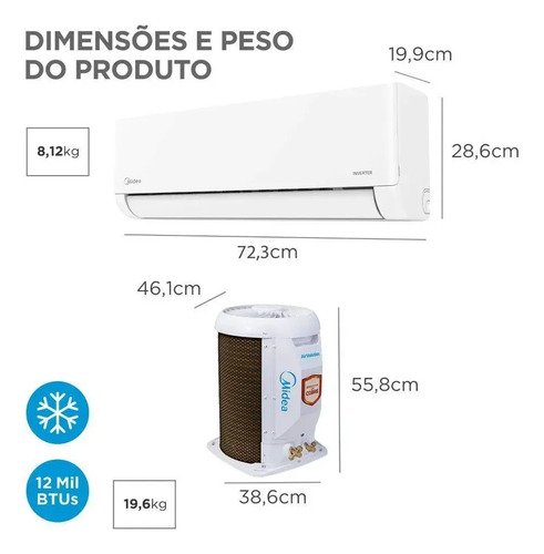 Ar Split Inverter 12000 Midea Airvolution Lite Frio 38TBVCA12M5 42EBVCA12M5