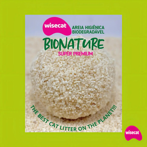 Areia De Mandioca Para Gatos Biodegradável Wisecat 4kg Bionature