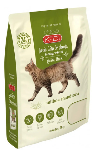Areia sanitaria kadi 4kg graos finos biodegradavel gatos aqu