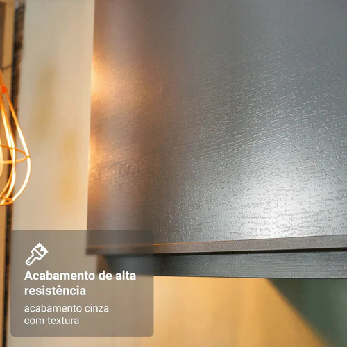 Armário Cozinha Completa Modulada Suspensa com Balcão para Cooktop 300cm Cinza Nice Madesa GRNC3000073B