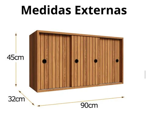 Armário De Parede Cozinha 90cm Filó 3 Portas De Correr