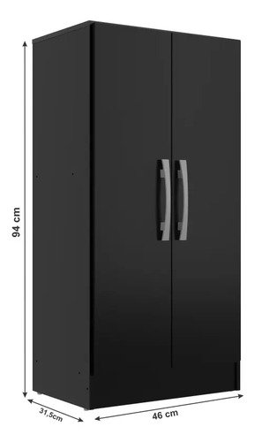Armário Direto Sim Mu200 Preto 94cm X 46cm X 31cm 2 Portas