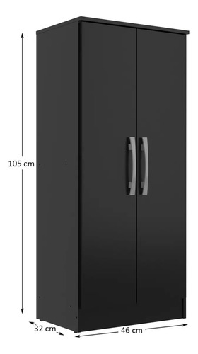 Armário Multiuso 2 Portas Preto Regente
