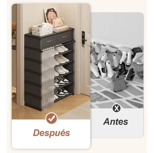Armario Sapateira Multiuso Vertical 7 Andares Com Gavetas