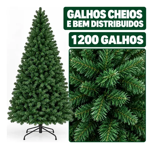 Árvore De Natal Pinheiro Canadense 2,10m 1200 Galhos Verde