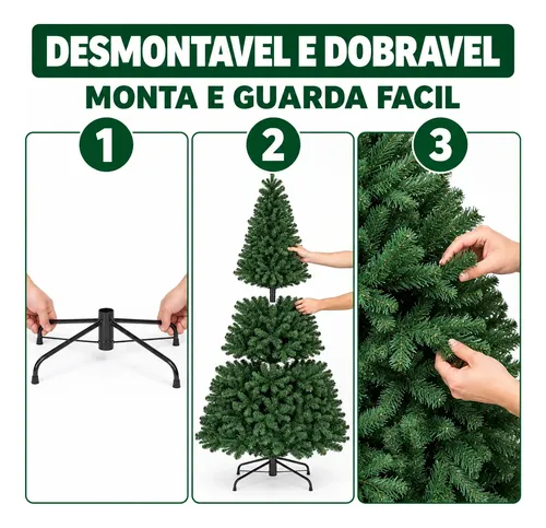 Árvore De Natal Pinheiro Canadense 2,10m 1200 Galhos Verde
