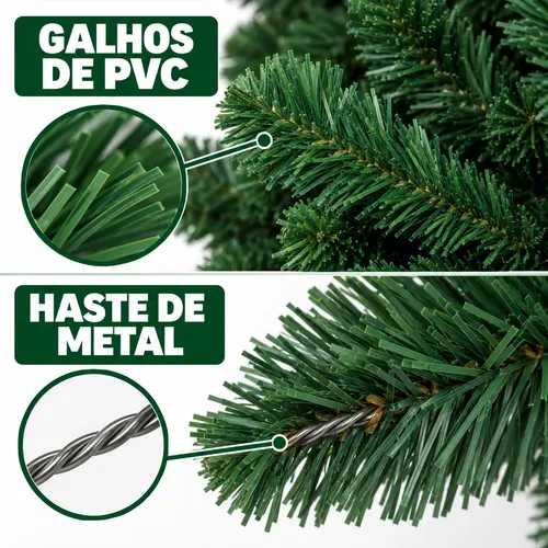 Árvore De Natal Pinheiro Canadense 2,10m 1200 Galhos Verde