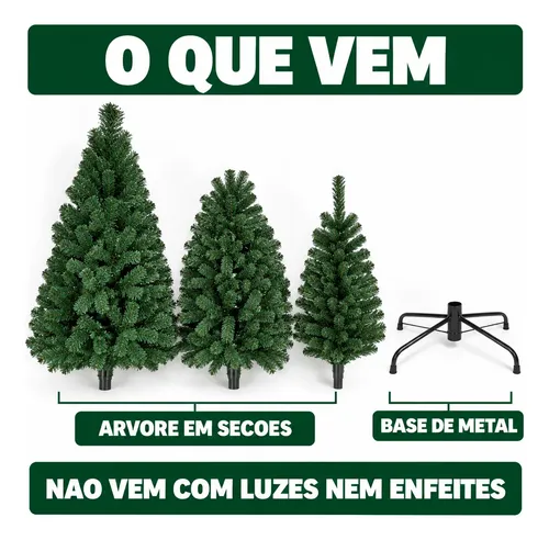 Árvore De Natal Pinheiro Canadense 2,10m 1200 Galhos Verde