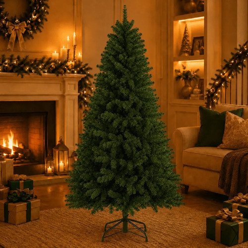 Arvore de natal verde luxo 150 500 galho pe de ferro dekas
