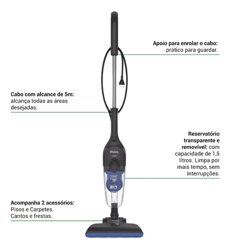 Aspirador De Po Philco Pas38 1550w - Cinza Com Azul