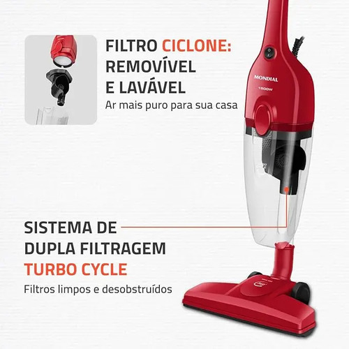 Aspirador de Pó Turbo Cycle, Mondial, 1500W - AP-40-R