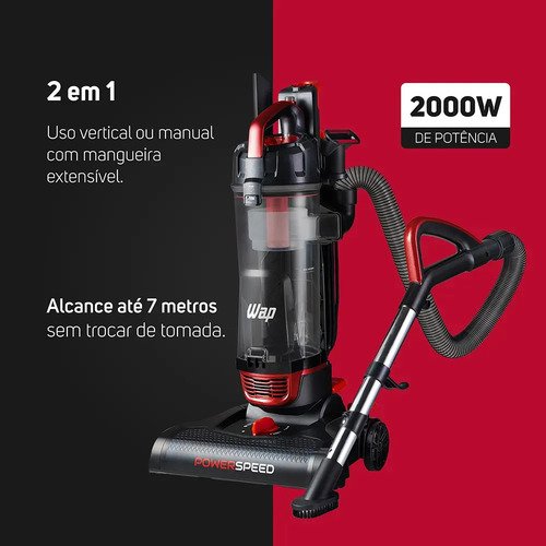 Aspirador de pó vertical 2 em 1 WAP Power Speed 2000W com filtro HEPA 127V