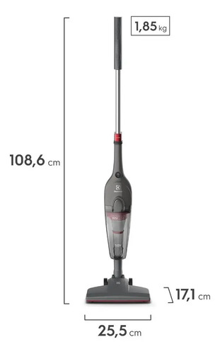Aspirador de Pó Vertical Electrolux 1450W STK15 com Fio Portátil de Mão 2 em 1 e 1,6 Litros de capacidade com Filtro Hepa Cinza-escuro