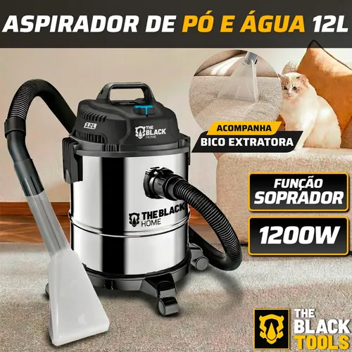 Aspirador Pó Água Inox Turbo 1200w 12 Litros + Bico Extrator