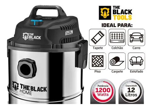 Aspirador Pó Água Inox Turbo 1200w 12 Litros + Bico Extrator