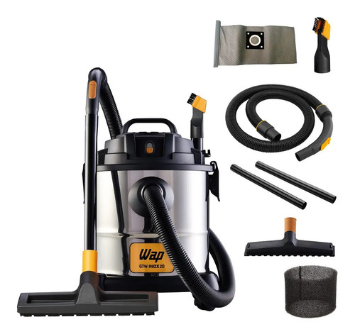 Aspirador po e agua wap gtw inox 20 com soprador 1600w 160mb 1