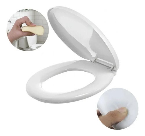 Assento Sanitário Almofadado Com Tampa De Vaso Banheiro Universal Oval Pítia