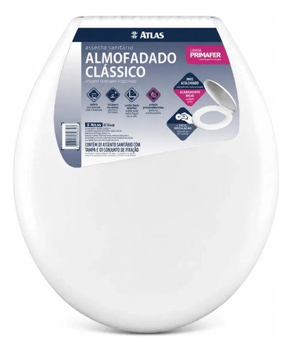 Assento sanitario almofadado oval com amortecedor tampa vaso