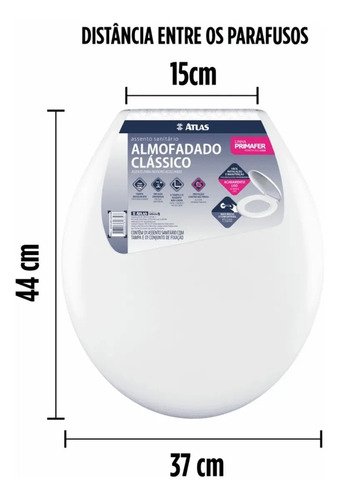 Assento Sanitário Almofadado Oval com Amortecedor Tampa Vaso