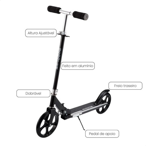 Atentu Patinete Infantil Menina Menino Adulto Adolescente preto e dobrável