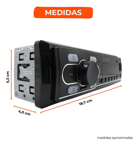 Auto Rádio MP3 H-Tech HT-1023 Bluetooth USB SD FM Controle Remoto