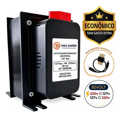 Auto transformador 5000va bivolt 110 220 e 220 110 para ar a