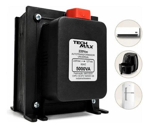 Auto Transformador 5000VA Bivolt 2000W Techmax para Eletrodomésticos e ar condicionado até 12000 btus