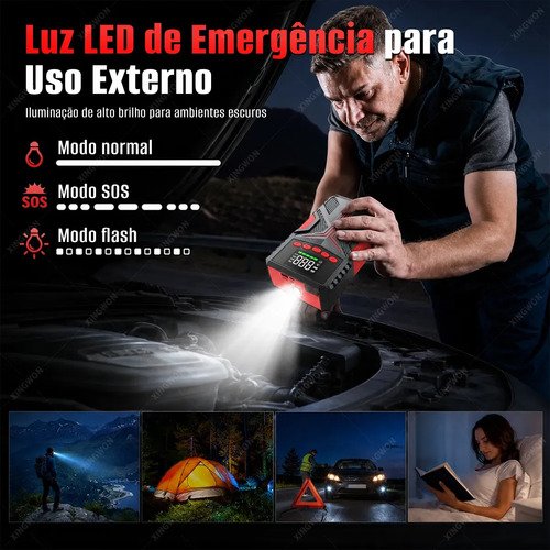 Auxiliar De Partida 6000A Carregador De Portatil 35000mah MAIZHELUN Power Bank Compressor Ar Inteligente De 150psi Com Inflador Rápido, Visor e Luz Led Para Motocicletas, Carros e Automóveis