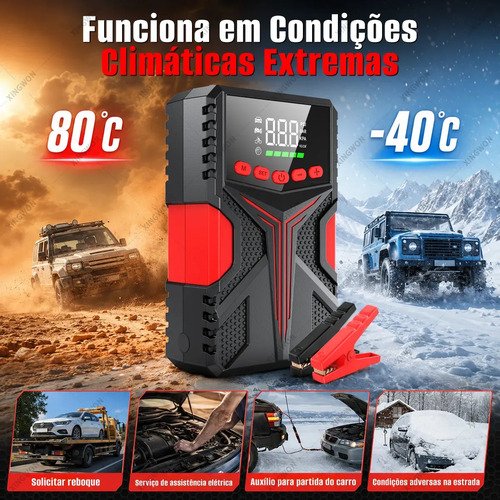 Auxiliar De Partida 6000A Carregador De Portatil 35000mah MAIZHELUN Power Bank Compressor Ar Inteligente De 150psi Com Inflador Rápido, Visor e Luz Led Para Motocicletas, Carros e Automóveis