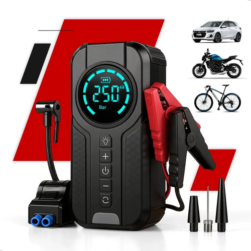 Auxiliar de partida carregador bateria com compressor de ar